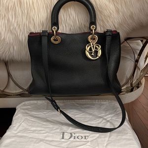 Authentic CHRISTIAN DIOR Diorissimo Tote Black Rose